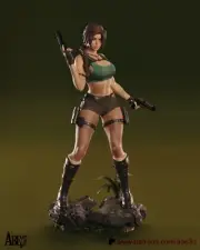 Lara Croft Statue 3D Print Unpainted/Unassembled