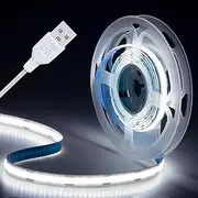 COB LED Strip Light 6000K, 1m USB Powered Flexible Light Strip - 320LEDs/m, 85+ CRI, 50,000Hrs for TV Backlight/Under Cabinet/Home DIY
