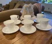 Corelle English Meadow Coffee Tea Mugs Cups Saucer Swirl Corningware Set of 6