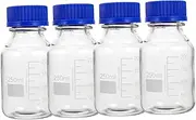 PLAFOPE 4pcs Graduated Empty Glass Reagent Bottles with Screw Caps Practical Storage for Laboratories Chemical Institutes Classrooms Capacity Cover