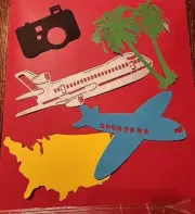 Scrapbooking Travel Lot - Die-Cuts, Airplane, Car, Palm Tree's Etc