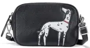 Brighton Central Bark PATCH DALMATION Black Leather Crossbody Bag Purse NWT $285