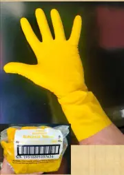 10 PAIR OF ANSELL HEALTHCARE FLOCKLINED YELLOW LATEX RUBBER GLOVES SIZE 8 (SMALL