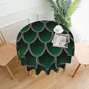 Mermaid Tablecloth for Round Table Cloth 60 Inch Waterproof Party Table Covers for Picnic Kitchen Outdoor Green