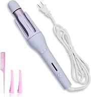THXLCON Purple Straightener & Curler 2-in-1 with Electric Rotation, Adjustable Heat 160°F-200°F, Tourmaline Ceramic for Healthy Shine, Auto Shut-Off, Anti-Tangle & Anti-Scald – Safe for All Hair Types