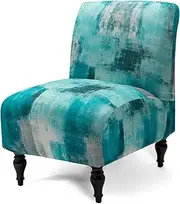 Iauddy Armless Accent Slipper Chair Cover Slipcover,Stretch Spandex Jacquard Fabric Small Checks,Non-Slip Sofa Couch Cover Furniture Protector (Turquoise, 1)