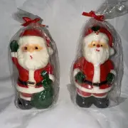 Vintage Kmart Santa Claus Christmas Holiday Unscented 5 1/2" Candles Set of 2