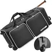 Partage Hockey Bag with Wheels, 33" Hockey Duffle Bag with Separate Shoe Compartment (Black)