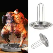 Roast Chicken Holder Steel Upright Roaster Rack Pan Grilled BBQ W4H3.AU