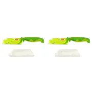 2x Dexas 10cm Santoku Veggie Cutting Knife w/Sheath Slicing/Peeling Cutlery Lime