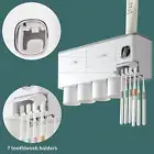 Toothbrush Holder Wall Mounted Automatic Toothpaste Dispenser Squeezer Kit 2023