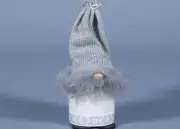 LARSSONS TRANEMO Wool Wood Sweden Santa Gnome Tomte WHITE & GREY Figurine 6.5”