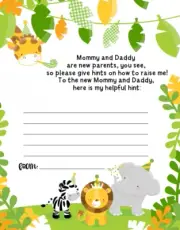 Jungle Party - Baby Shower Notes of Advice for Mom - Set of 12