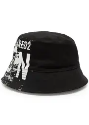 DSQUARED2 Icon Printed Cotton Bucket hat - Black XS
