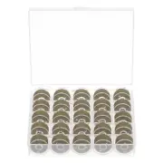 Prewound Sewing Bobbin Thread Set of 25pcs with Storage Plastic Case, Khaki