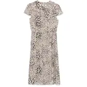 [Alessandra Rich] Alessandra Rich Leopard-print Pleated Midi Dress 42 IT NEUTRALS/BROWN