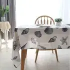 Bringsine Cotton Linen Starfish Shell Conch Print Tablecloth 55" x 71" Oblong