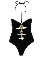 [Elisabetta Franchi] Elisabetta Franchi-Chain One-Piece Swimsuit Beachwear Nero-Donna 44IT Black