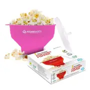 Collapsible Silicone Microwave Hot Air Popcorn Popper Bowl With Lid and Handl...