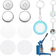 uxcell 10 Sets Button Maker Supplies 25mm / 0.98 Inch Blank Badge Button Parts Badge Parts with Blank Paper for Hand Press Crafts Making Double-Sided Keychain, Blue