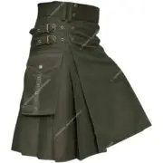Handmade Cargo Pockets Hybrid Utility Kilt for Men - Heavy Cotton
