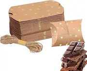 Paper Candy Storage Boxes | Pillow Shape Paper Candy Packaging Box - Handmade Paper Candy Fillable Empty Box Gold Star Pattern For Cookies