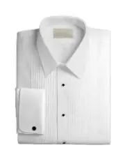 Men's White 100% Cotton 1/4 Inch Pleat Tuxedo Shirt with French Cuffs