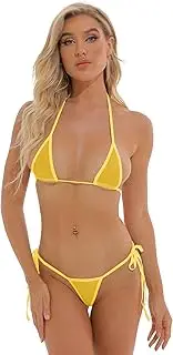 Oneheekini Women Hot See Through Micro Thong Bikini Triangle Halter Bathing Swimsuits