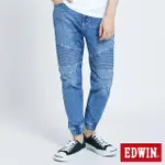 【EDWIN】男裝 JERSEYS 迦績E-F束口褲牛仔褲(拔洗藍)