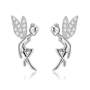 Culturesse 11mm White Cubic Zirconias Little Fairy Stud Earrings Sterling Silver