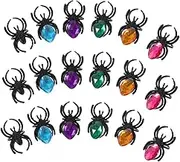 TOYANDONA Halloween Ring Spider Web with Diamond Opening 20pcs Assorted Colors for Party Decorations