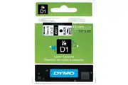 DYMO D1 Standard 12mm Label-Making Tape - Black on White [S0720530]