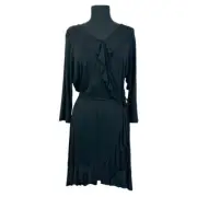 Nina Leonard Faux Wrap Dress Black XL