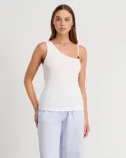 [Jag] Jag Women's Delilah Asymmetric Top In White Size 12 12 White
