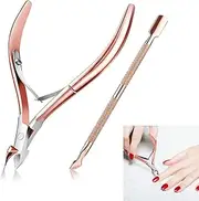 Cuticle Trimmer With Pusher, Professional Stainless Steel Nipper and Clippers - Durable Pedicure & Manicure Tools for Fingernails and Toenails