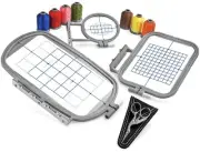 3-Hoop Embroidery Package w/ Embroidery Thread and Scissors for 4" x 4" Machines