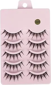 TOOYFUL 5 Pairs False Eyelashes, Thick Fake Anime Lashes, Natural Eyelashes D Curliness, Pure Handmade Natural Look Fluffy Artificial Eyelashes, Eyelash Extensions for Daily Use at Work, Style A