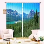 Green Water Golden Hill 3D Blockout Photo Print Curtain Fabric Curtains Window