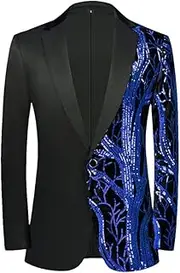 [Haitpant] Mens Tuxedo Dress Blazers Purple Sequins Floral Suit Jacket Blazer Party Dinner Prom Stage Singer Costume