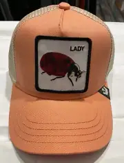 YOUTH SIZE Goorin Bros The Farm Trucker Hat Coral Little Lady Bug - New With Tag