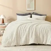 Andency Fleece King Comforter Set, 3 Pieces Beige Comforter Set for King Size Bed, Soft Warm Fluffy Fuzzy Cream Bedding Set for Winter (1 Comforter & 2 Pillowcases)
