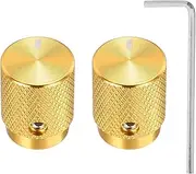 sourcing map 2 Pcs Aluminium Potentiometer Knobs, 1/4"(6mm) IDx1/2"(12.5mm) ODx5/8"(16mm) Height Universal Volume Tone Control Knobs for Guitar, Bass, Oval Indicator, Gold