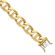 Solid 14K White Gold 8 inch 12.5mm Hand Polished Fancy Anchor Link with Box Catch Clasp Bracelet