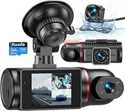 Dash Cam Front and Rear Inside and Outside 3 Channel Dashcams for Cars 1080P Dash Camera Adjustable Lens 3 Ways Triple Car Electronics w 32GB card G-sensor Parking Monitor Loop Recording Night Vision