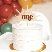 ONE Bohemian Sun First Trip Around the Sun Cake topper, natural wood, birthday party decoration