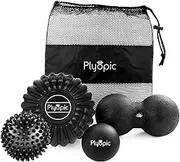 Deep Tissue Massage Ball Set – Set of 4: Lacrosse, Spiky, Peanut and 5” Foam Roller Massager Balls | for Muscle Massage, Mobility, Trigger Points and Myofascial Release