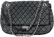 [SsgdmnQ] Women's Grey Casual Diamond Checker Denim Retro Fashion One Shoulder Handbag