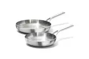 2pc OXO Stainless Steel Mira Series Frypan Cooking Set Kitchen Cookware Silver