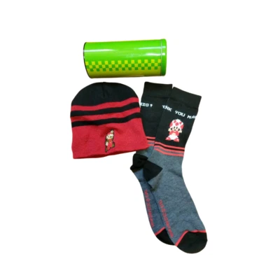 Super Mario Bros. Gift Set - Beanie, Socks & Warp Pipe Tin