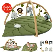 Oversize Baby Play Mat Leaf Shaped Tummy Time 6 Animal Accessories Infant Gift